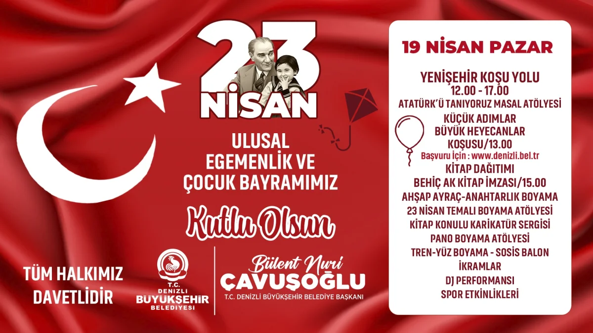 Denizli Büyükşehir Belediyesi 23 Nisan Çocuk Bayramı 17-18 Nisan Popup Reklamı